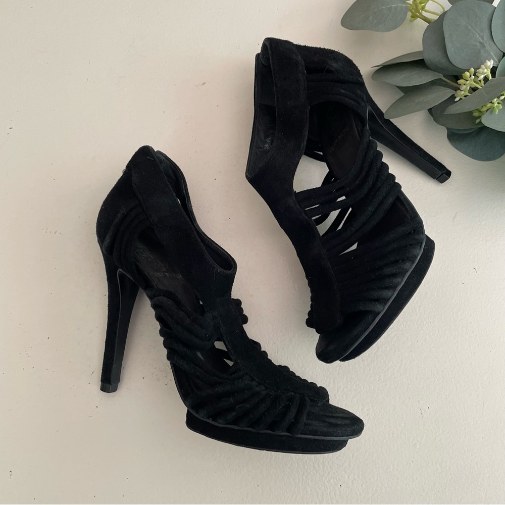 Tory Burch Sigourney Caged Suede Heels - Picture 5 of 12